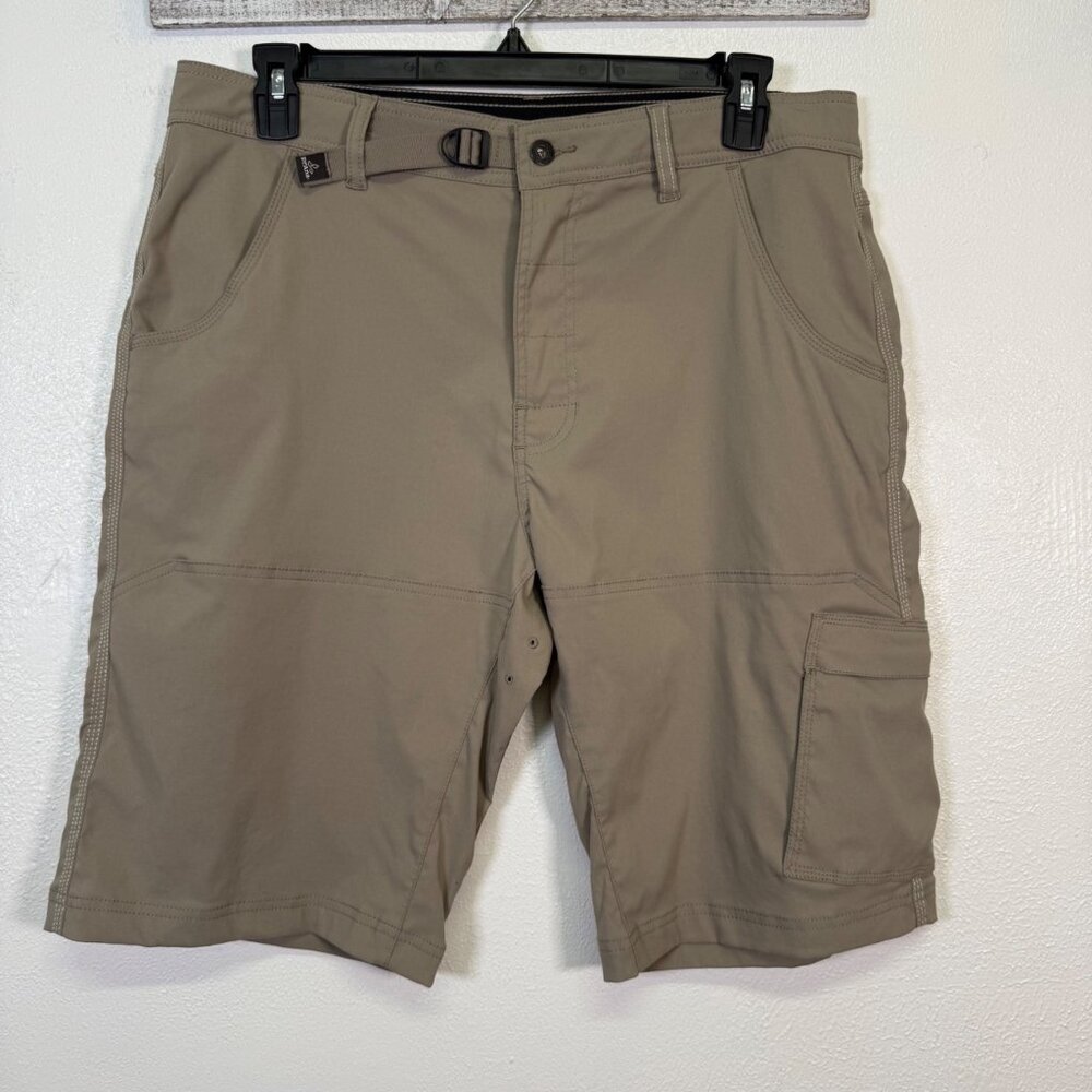 prAna Shorts Mens 36 Tan Mud Stretch Zion Cargo Hiking Outdoor Gorpcore 10"